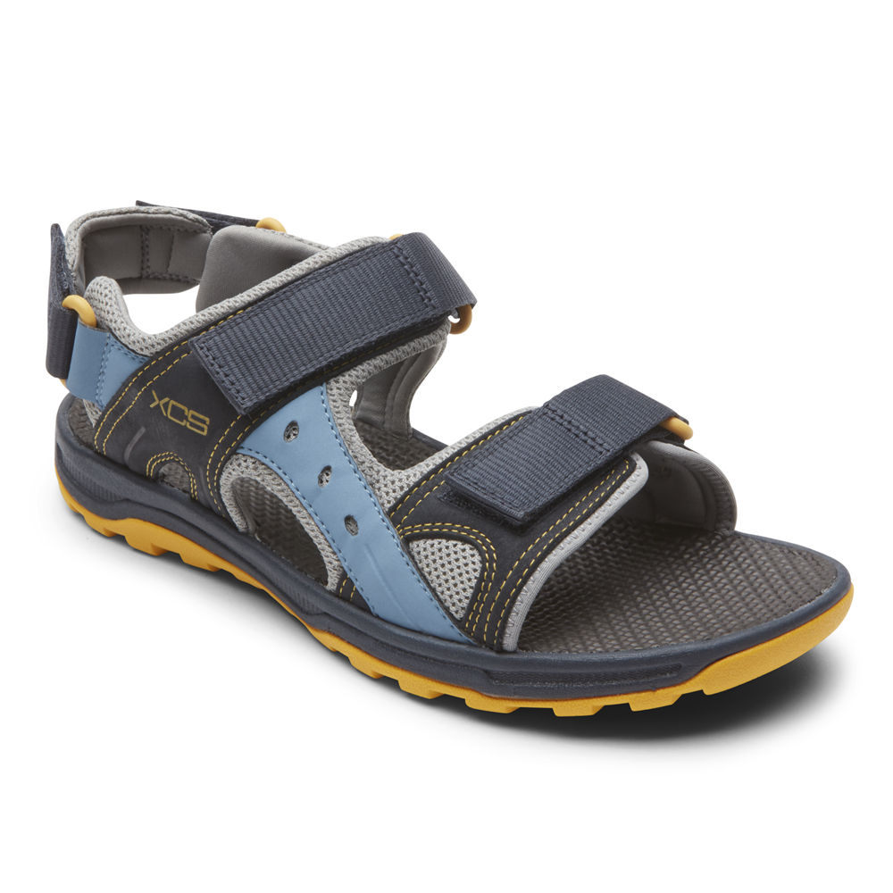 Rockport Mens Trail Technique Adjustable Velcro - Sandals Blue - JZC590487